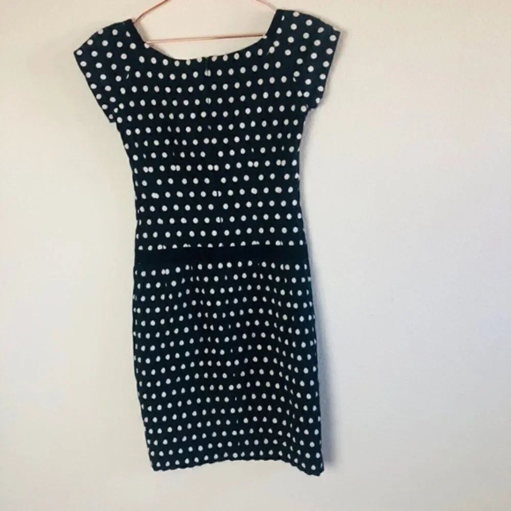 EUC Nanette Lepore Black Polka Dot Bodycon Dress 0
